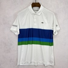 Polo Lacoste Novak Djokovic Para Hombre Grande Tenis Deporte Blanco Azul Verde