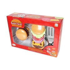 New - Popular Playthings Magnetic Build Grill Burger Set - Ages 3