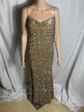Fashion Nova Gold Sequin Strapless Maxi Dress Back Zip Size S NWT