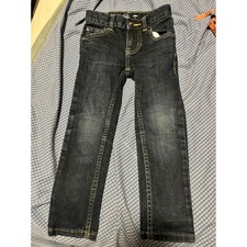 Wonder Nation Girls Slim Fit Jeans Size 4 Dark Wash Adjustable Waist Denim Pants
