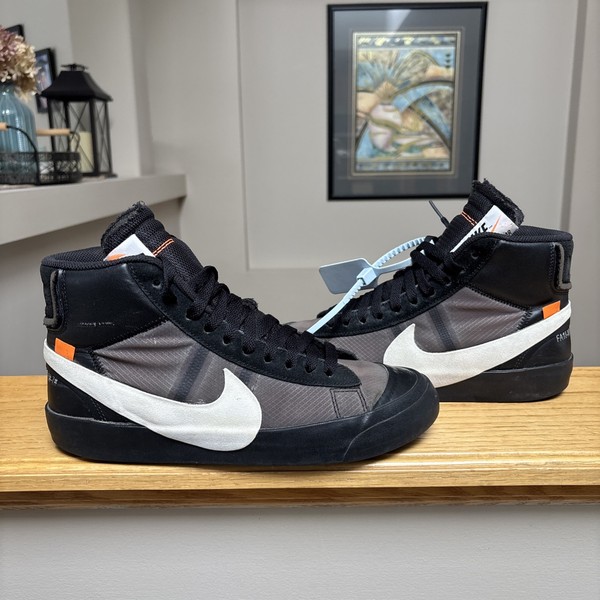 Off-White x Nike Black Blazer High Top Sneakers - 7 US - Authentic