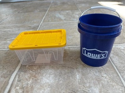 Lowe s Clear Teeny Tote Mini Storage Container &BLUE Tiny Bucket NO Lid, free sh
