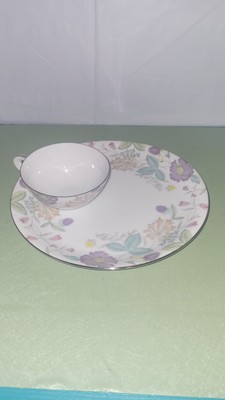 SANGO  FANTASIA  FINE CHINA PORCELAIN  Luncheon/ Snack PLATE & SAUCER SET . Oval