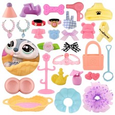 15 pcs Random Accessories For Mini Pet Shop LPS Collie Dachshund Kid Great Gift