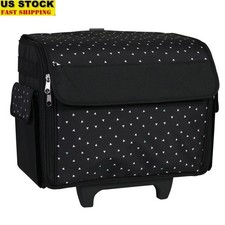 Rolling Sewing Machine Case Portable Trolley W/ 7 Storage Pockets Craft Travel