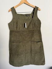 Banana Republic NEW Dress Womens L Green Corduroy Empire Waist Square Neck Dress