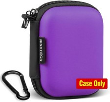Hard EVA Earphone Case, Small Zipper Pouch for Earbuds and Headphones - Purple