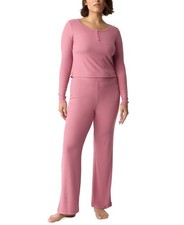 GAP GapBody Women's Ribbed High-Rise Pajama Pants Pink Size L 1419 Just Pants 