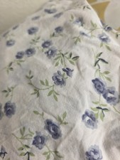 Laura Ashley King Fitted Sheet Dainty Blue Flowers Delicate Vines Cotton