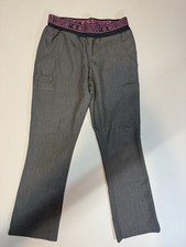 Med Couture Scrub Pants XS Gray Pink Elastic Waist Cargo Nurse Medical