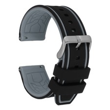Silicone Watch Bands 24mm Soft Quick Release Watch Bands, Black Gray