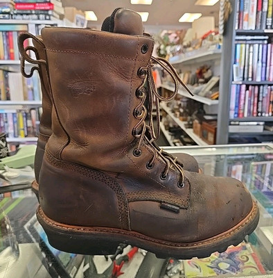 Red Wing Shoes 4420 Men 11.5 D Steel Toe Work Boots Brown Leather Vibram Red Wing 4420 Waterproof Logger Boots (Steel Toe) (LOC#2) | eBay main image 4