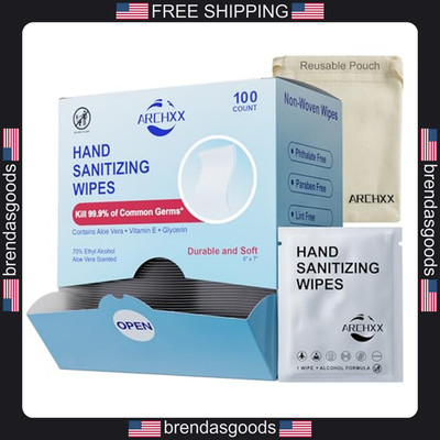100 Count Hand Sanitizer Wipes with Aloe Vera for Travel and Daily Use
