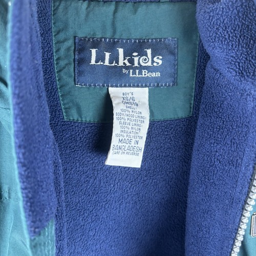 L.L. Bean kids Jacket Sz XS/6Green w/Fleece & Hood Warm Kids OMS19 EUC - Picture 3 of 9