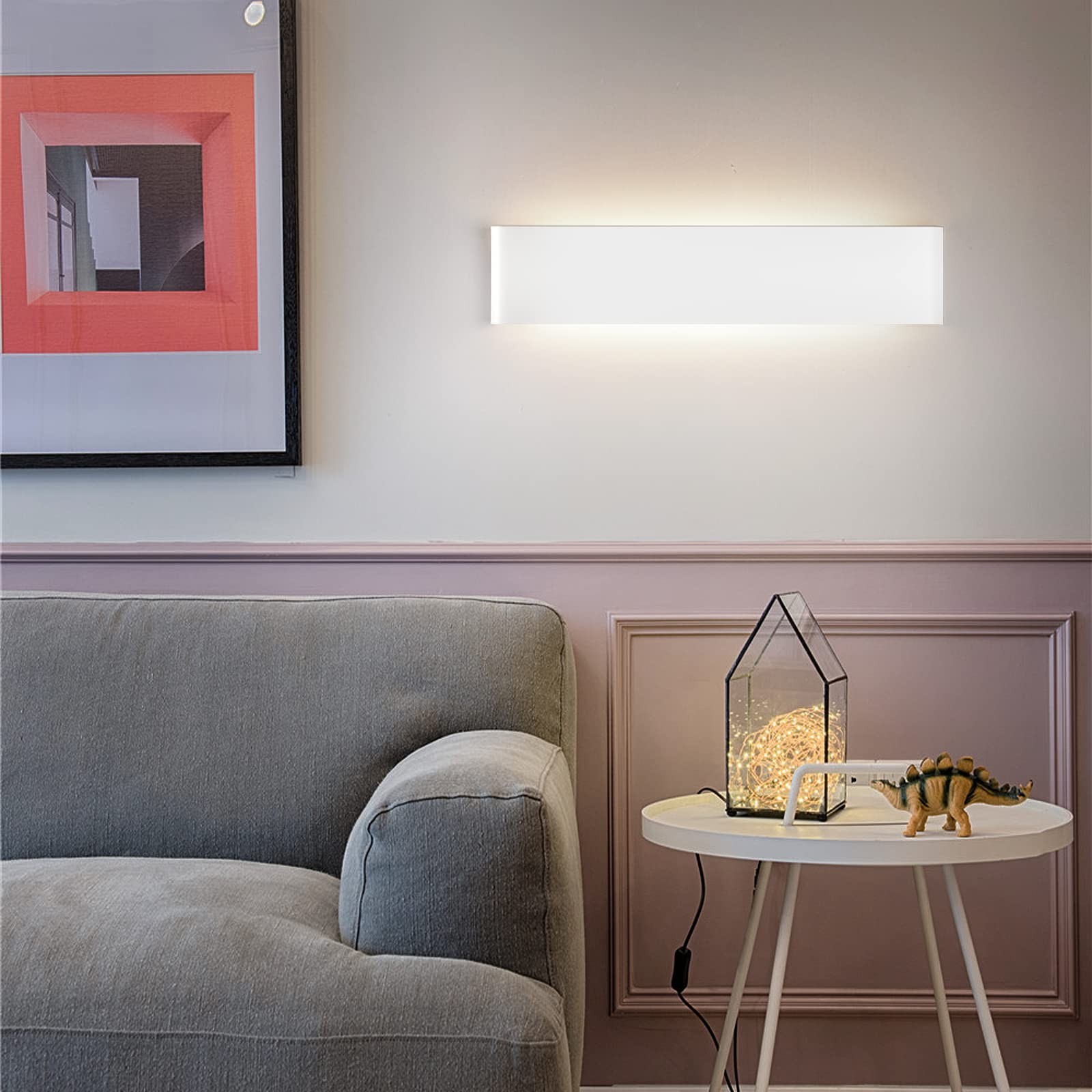 Applique da Interno Bianca LED 24W: Luce Calda 3000K Parete Moderna - 2