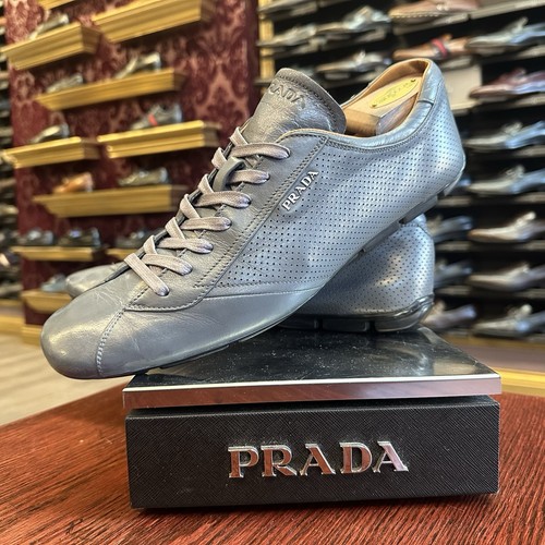 $795 Mens Gray Prada Leather Sneakers Sz 11 UK / 12 US Made In ITALY - Picture 2 of 18
