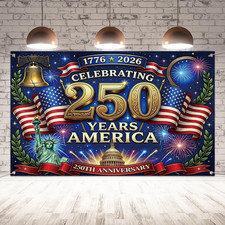 America 250th Anniversary Flag Backdrop 1776-2026 Patriotic Decoration