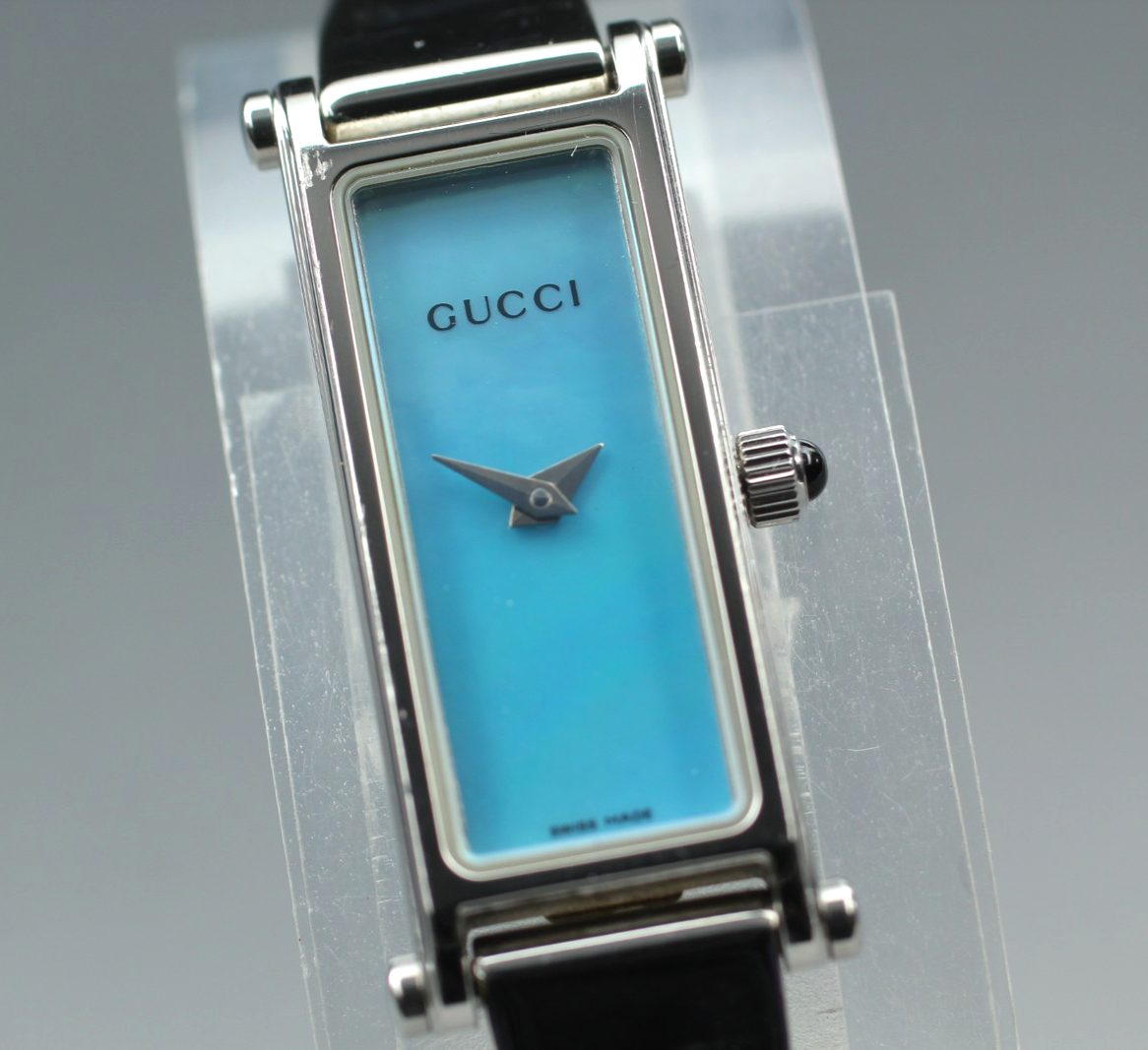 Near MINT] Vintage GUCCI 1500L Blue Dial 12mm Silver Women's
