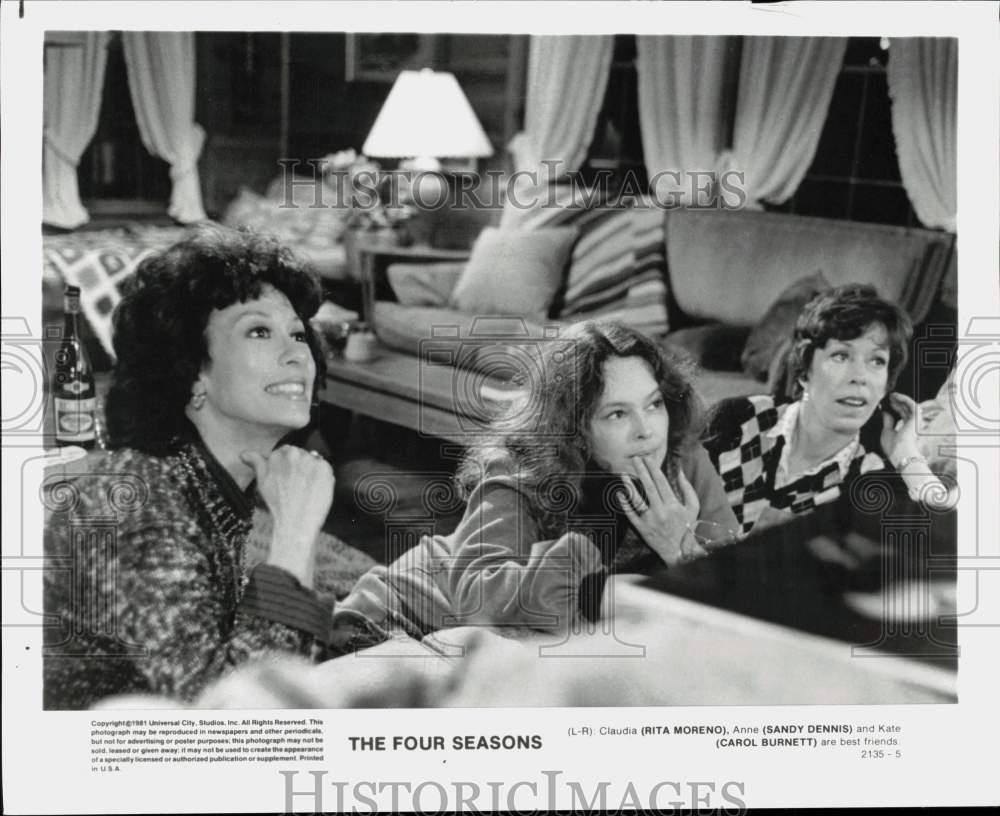1981 Press Photo Rita Moreno, Sandy Dennis & Carol Burnett in 