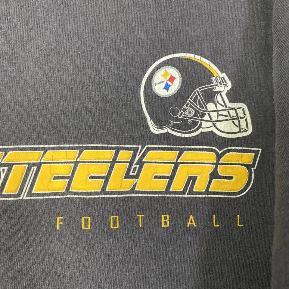 Camiseta Pittsburgh Steelers Vintage Desbotada Y2K NFL Reebok Marcada M Compatível com L 22x28 - Imagem 2 de 4