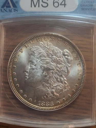 1883 P Morgan Silver Dollar MS64 Rainbow Toner Obverse And Reverse