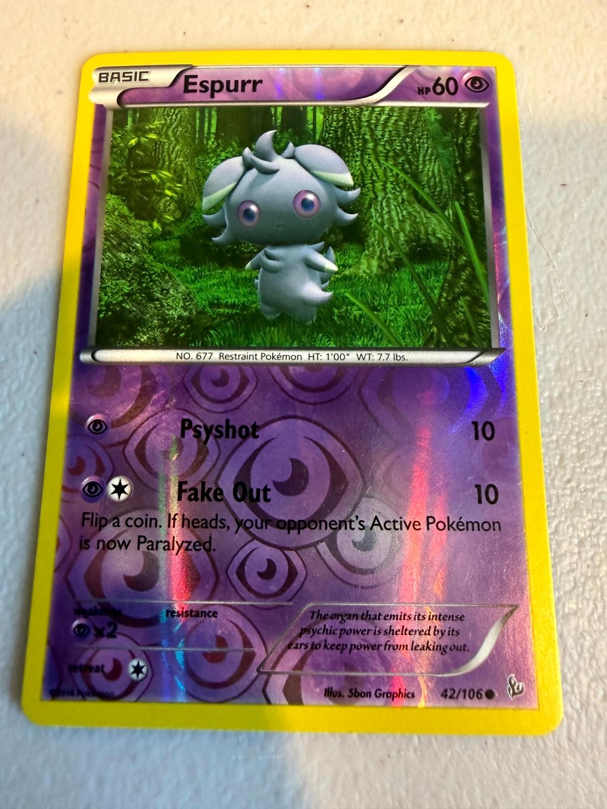 Espurr 42/106 Common Flashfire Pokemon Reverse Holo Lightly Played