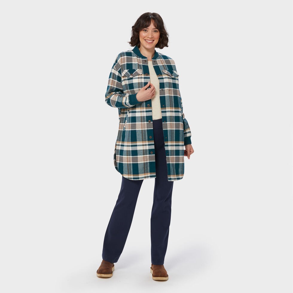Duluth Trading Women's Folklore Flannel Insulated Duster, Thick and Durable DB