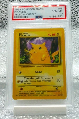 1999 Yellow Cheeks Pikachu 58/102  Base set  Pokemon Card - PSA 10