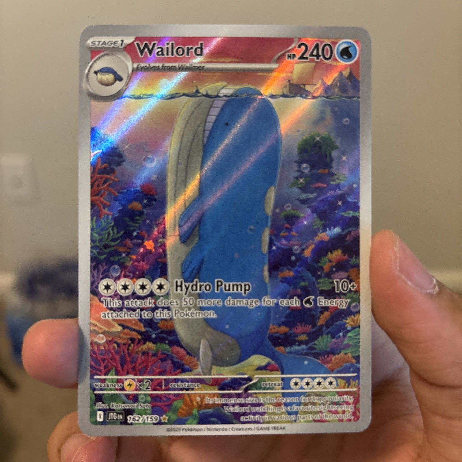 Pokémon TCG Wailord 162/159 Sv09: Journey Together Illustration Rare Holo NM