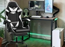 Simple Deluxe Gaming Chair With Footrest, Big And Tall Gamer Chair Racing black