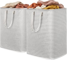 2 Pack Laundry Basket 90L Each, Collapsible Clothes Hamper with Reinforced