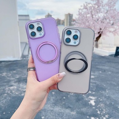 Fr iPhone 16e 17 Pro Max 15 14 13 12 11 Matte Magnetic Ring Kickstand Case Cover