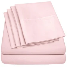 Queen Sheets Pale Pink - 6 Piece 1500 Supreme Collection Fine Brushed Microfi...
