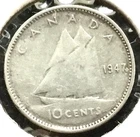 1947 ML Canada 10 Cents 80% Silver KM #43