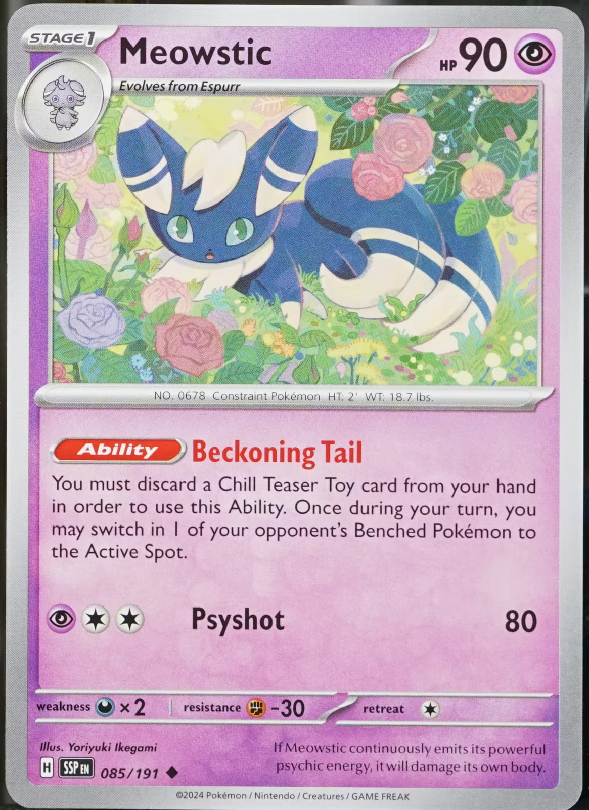 Surging Sparks #85 Meowstic Pokemon VG