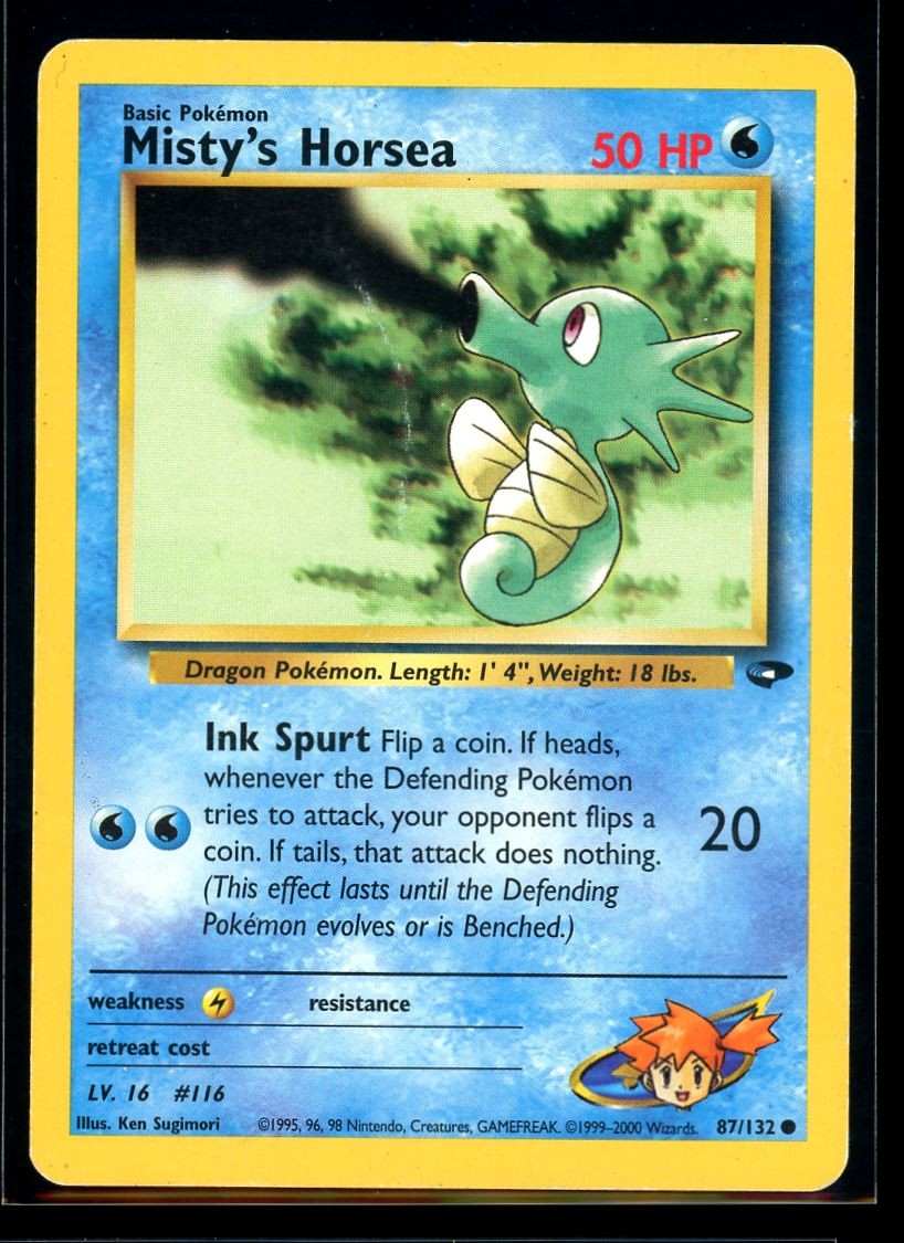 2000 Gym - Challenge Misty’s Horsea #87 Non Holo Pokemon Card