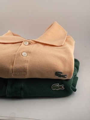 Lot of 2 Lacoste Polo Mens Size 6 Green Peach Short Sleeve