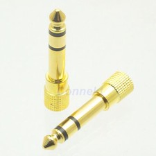 2x Gold adapter 6.35mm 1/4" Stereo male plug  3.5mm 1/8" Stereo female jack TRS