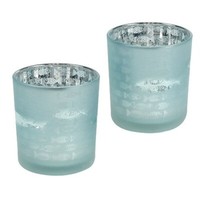 1X Teelichthalter Maritim*Glas Mint*Deko-Kerzen-Glas*Fisch*Ø=7Cm Windlicht H=8Cm