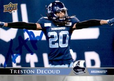 Treston Decoud Signed 2021 Upper Deck CFL Football card Toronto Argonauts