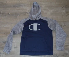 Champion Youth Hoodie Size XL Navy Polyester Pullover Embroidered Big C Nice
