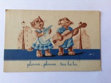 AK ~ HUMANISIERTE KATZEN ~ PLOUM, PLOUM...TRALALA ~ SIGNIERT ~ 50/60er JAHRE