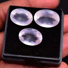 3 Pcs Natural Pink Rose Quartz Oval Faceted Cut 16mm-18mm Loose Gemstones Lot