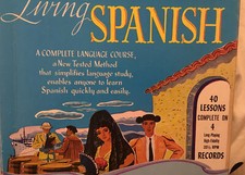 Vintage Living Spanish Language Course- 4 Record Album, 40 Lessons Boxed Set