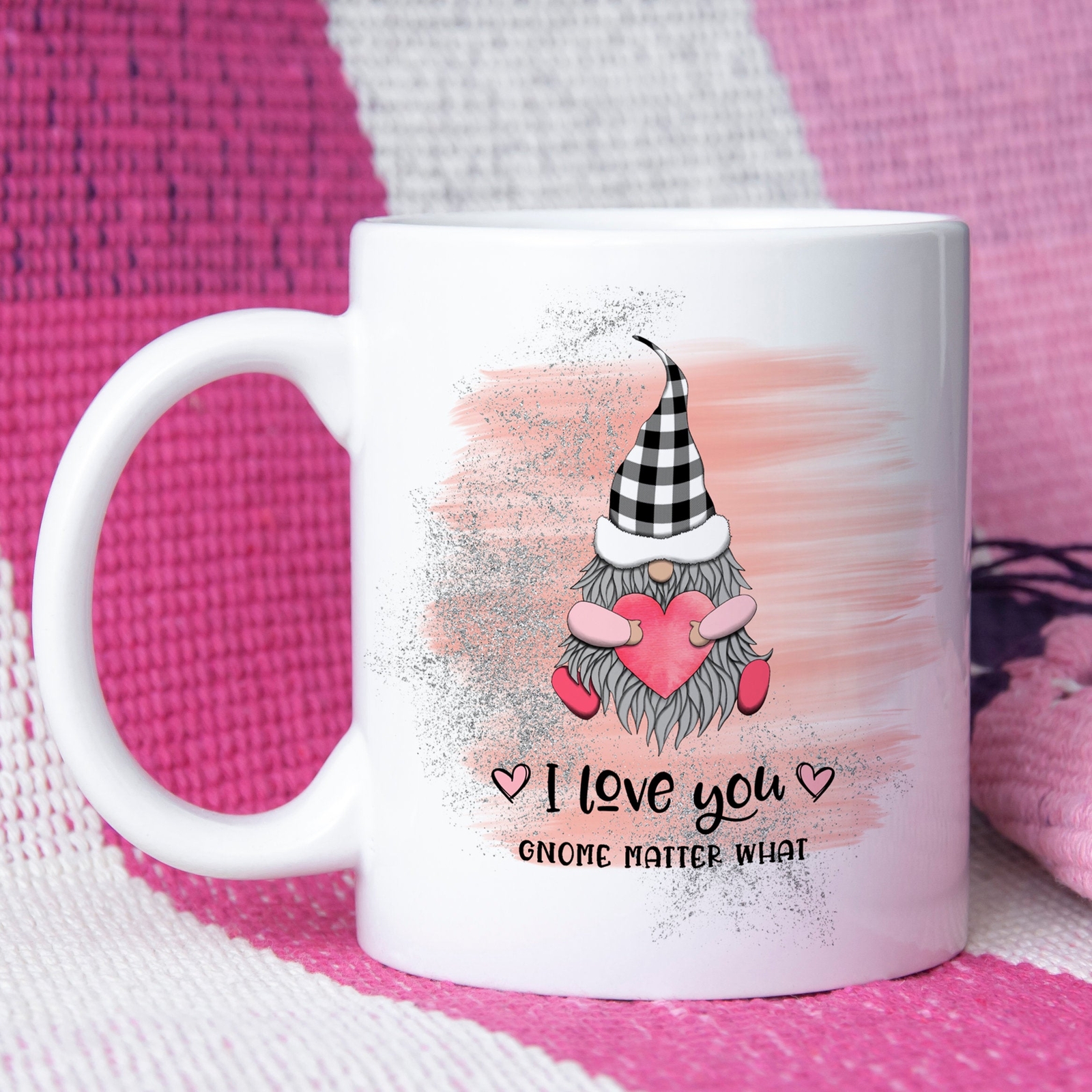 Valentine Gonk Mug I Love You Gnome Matter What - Coffe Mug - White Coffee Mug