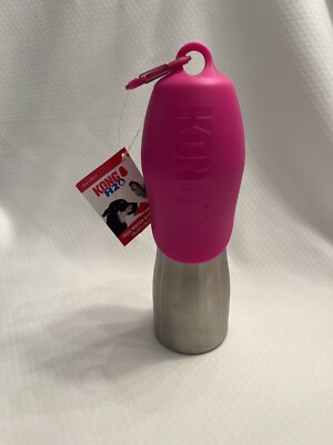 KONG H2O Stainless Steel Dog Water Bottle 🌺 Pink 25oz NEW w/Tags