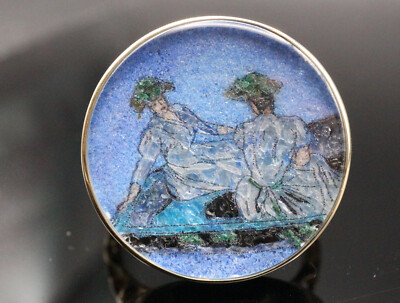 GOLDJUNGE69 * SOGNI D`ORO RING 19 ''MÄDCHEN IM BOOT'' EDELSTEIN-GEMÄLDE 10ct 375er