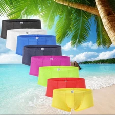 Mens Boxer Briefs Comfy Underwear Low Rise Mini Trunks Bulge Pouch Sleep Bottoms