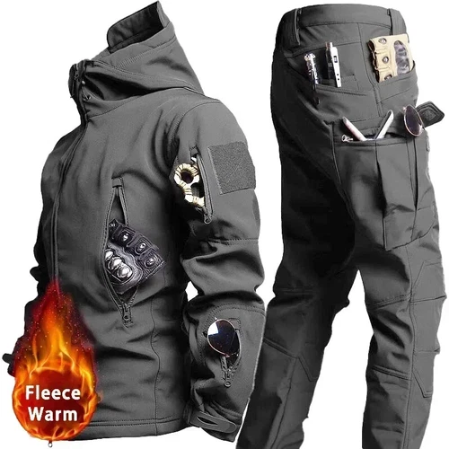 Nuovo set impermeabile per uomo giacca invernale con cappuccio + pantaloni set 2 pezzi - Foto 27 di 42