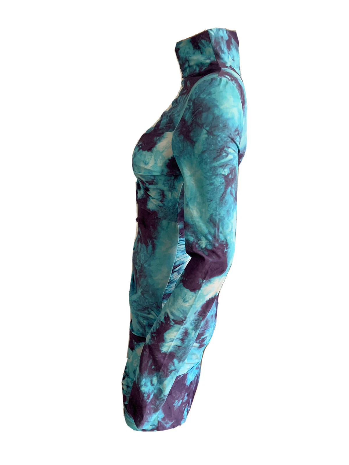 OFF WHITE Mini abito da festa blu cravatta tintura bianco sporco UK 14 IT 46 US 10 XL NUOVO CON ETICHETTE £810